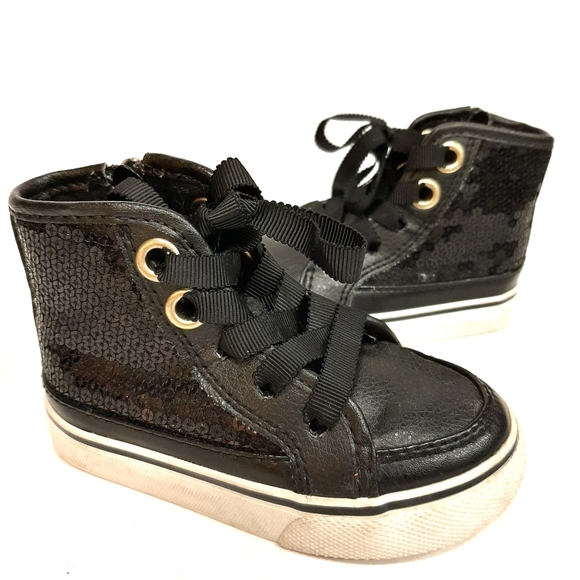 The Children's Place Other - Black sequined hightop shoes zip size 5 toddler